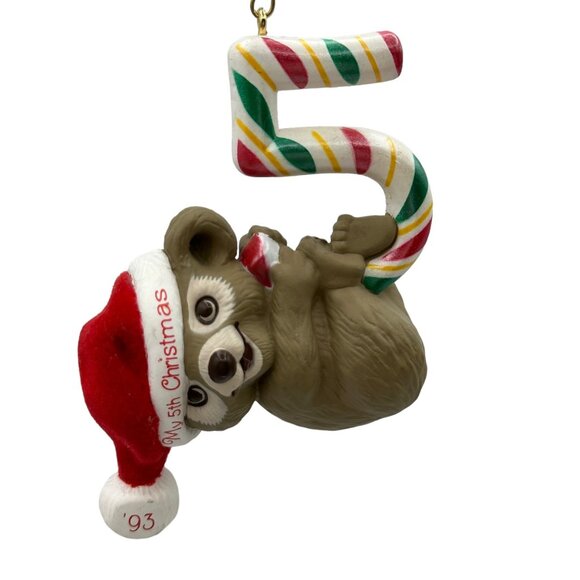 Hallmark Keepsake Ornament Childs Fifth Christmas 1993 Teddy Bear Age Collection - Picture 1 of 8